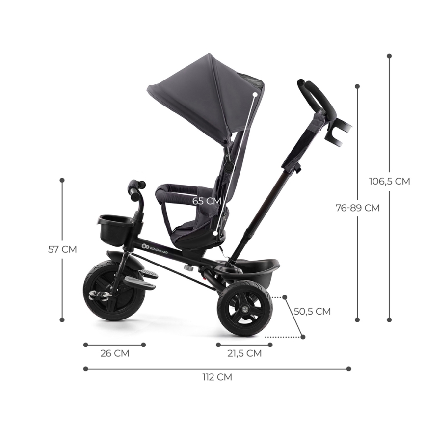 KINDERKRAFT - Detská trojkolka AVEO šedá