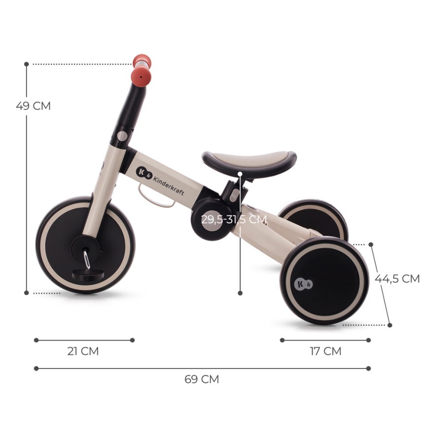 KINDERKRAFT - Detské odrážadlo 3v1 4TRIKE šedá
