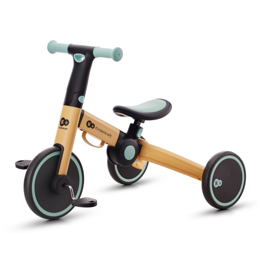 KINDERKRAFT - Detské odrážadlo 3v1 4TRIKE žltá/mintová