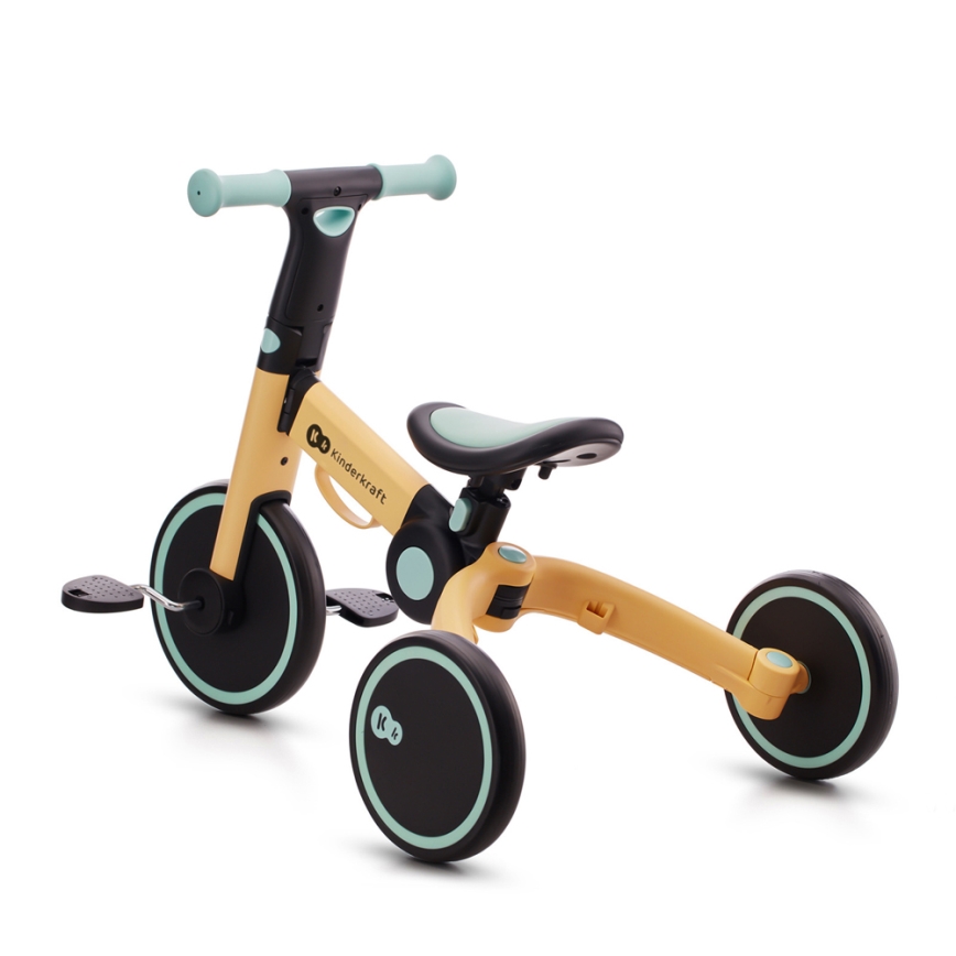 KINDERKRAFT - Detské odrážadlo 3v1 4TRIKE žltá/mintová