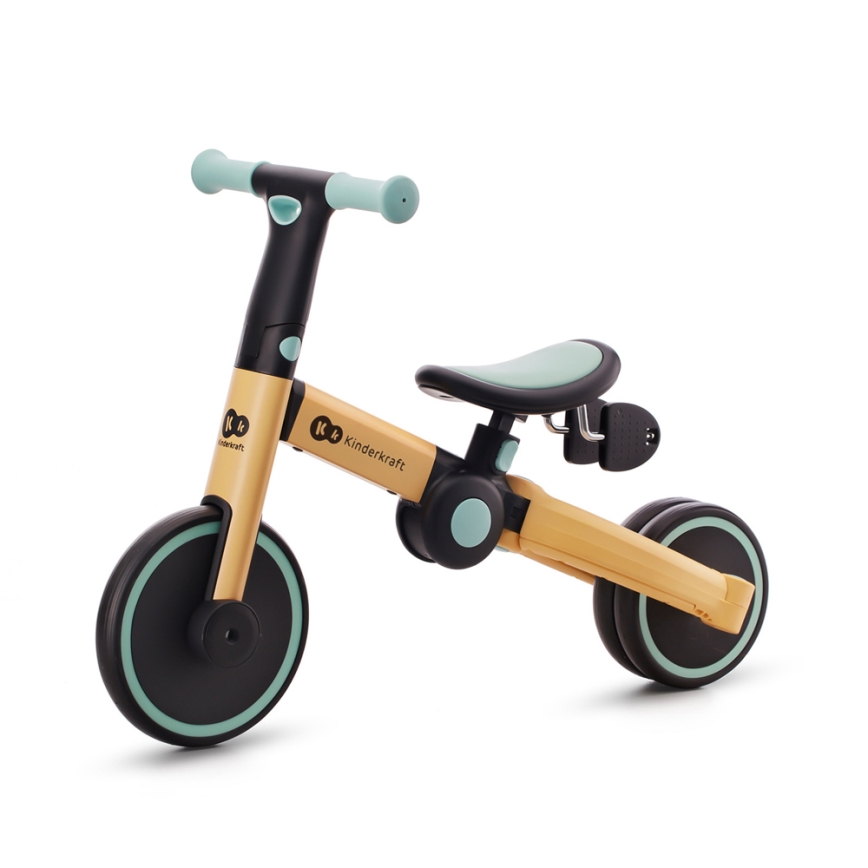 KINDERKRAFT - Detské odrážadlo 3v1 4TRIKE žltá/mintová
