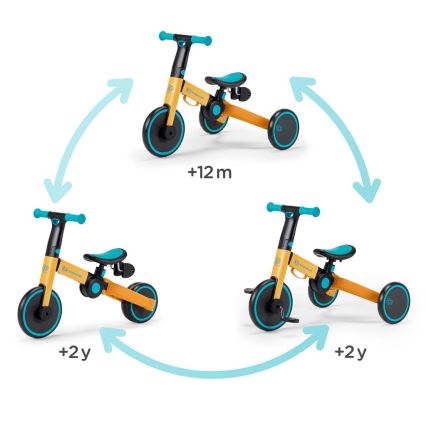 KINDERKRAFT - Detské odrážadlo 3v1 4TRIKE žltá/tyrkysová