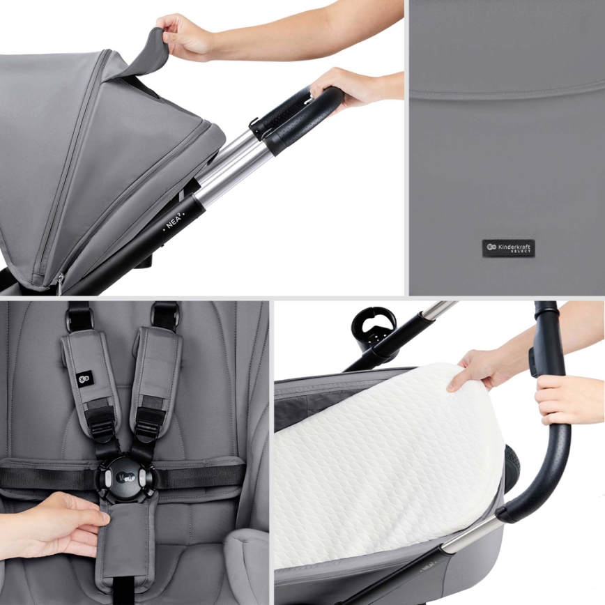 KINDERKRAFT - Kombinovaný kočík 2v1 NEA 2 Platinum grey