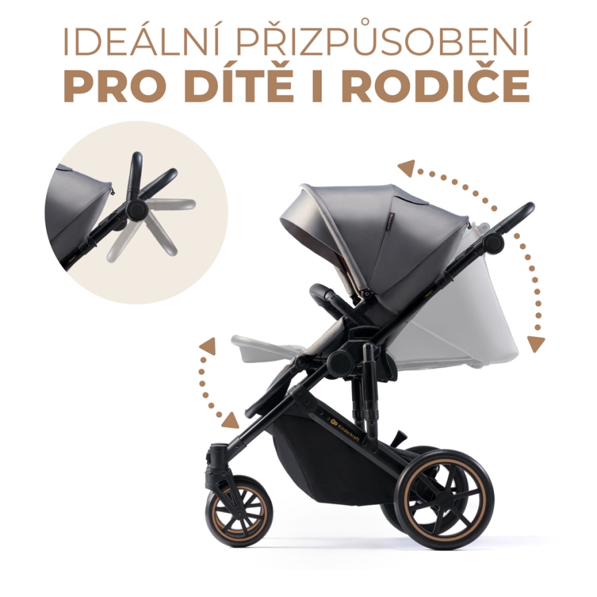 KINDERKRAFT - Kombinovaný kočík 2v1 PRIME 2 šedá