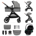KINDERKRAFT - Kombinovaný kočík 3v1 ESME Moonlight grey + autosedačka MINK PRO
