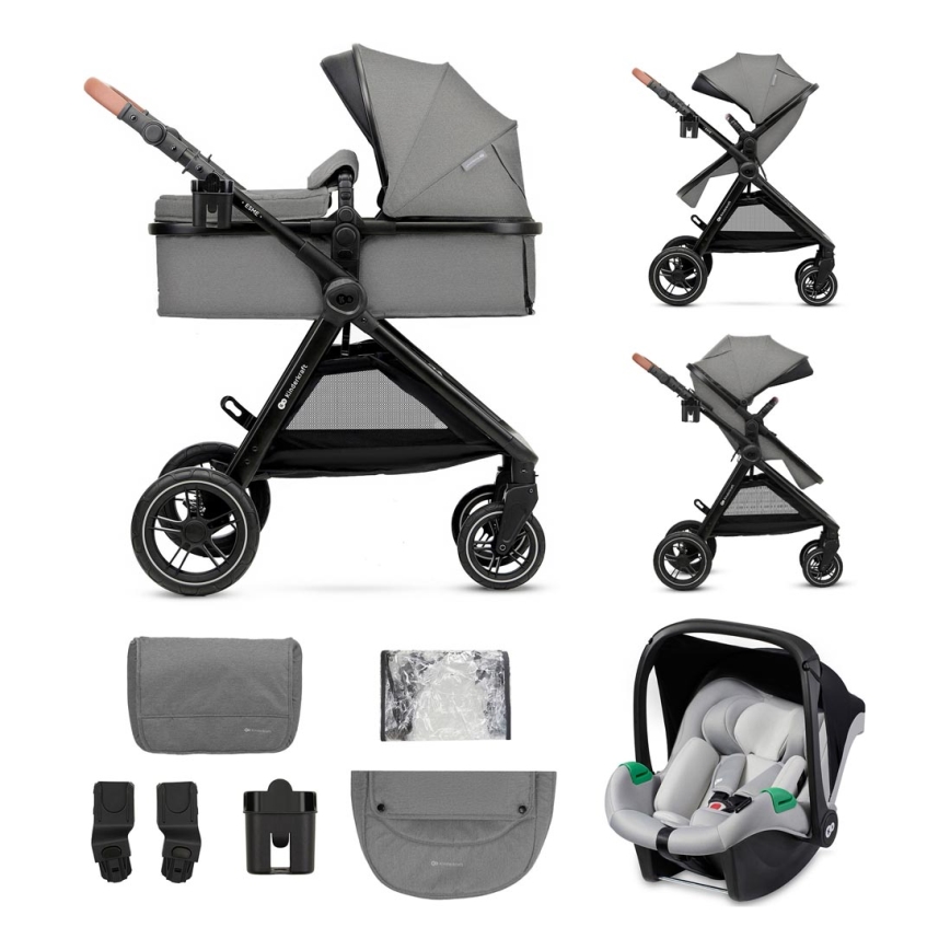 KINDERKRAFT - Kombinovaný kočík 3v1 ESME Moonlight grey + autosedačka MINK PRO