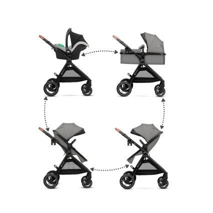 KINDERKRAFT - Kombinovaný kočík 3v1 ESME Moonlight grey + autosedačka MINK PRO
