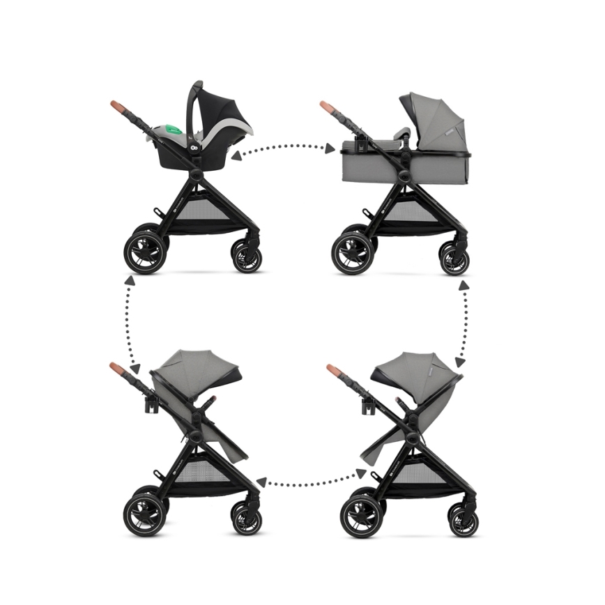 KINDERKRAFT - Kombinovaný kočík 3v1 ESME Moonlight grey + autosedačka MINK PRO