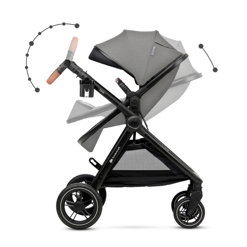 KINDERKRAFT - Kombinovaný kočík 3v1 ESME Moonlight grey + autosedačka MINK PRO