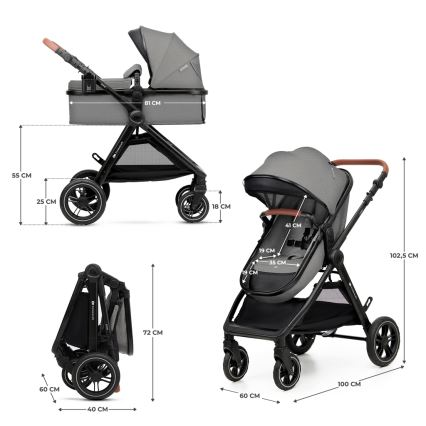 KINDERKRAFT - Kombinovaný kočík 3v1 ESME Moonlight grey + autosedačka MINK PRO