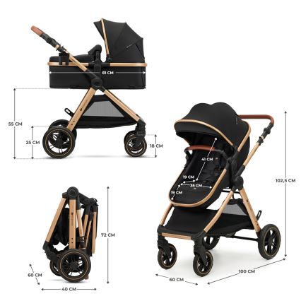 KINDERKRAFT - Kombinovaný kočík 3v1 ESME Pure black + autosedačka MINK PRO