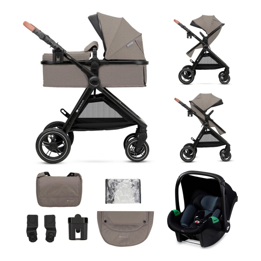 KINDERKRAFT - Kombinovaný kočík 3v1 ESME Sand beige + autosedačka MINK PRO