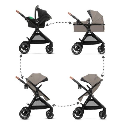 KINDERKRAFT - Kombinovaný kočík 3v1 ESME Sand beige + autosedačka MINK PRO