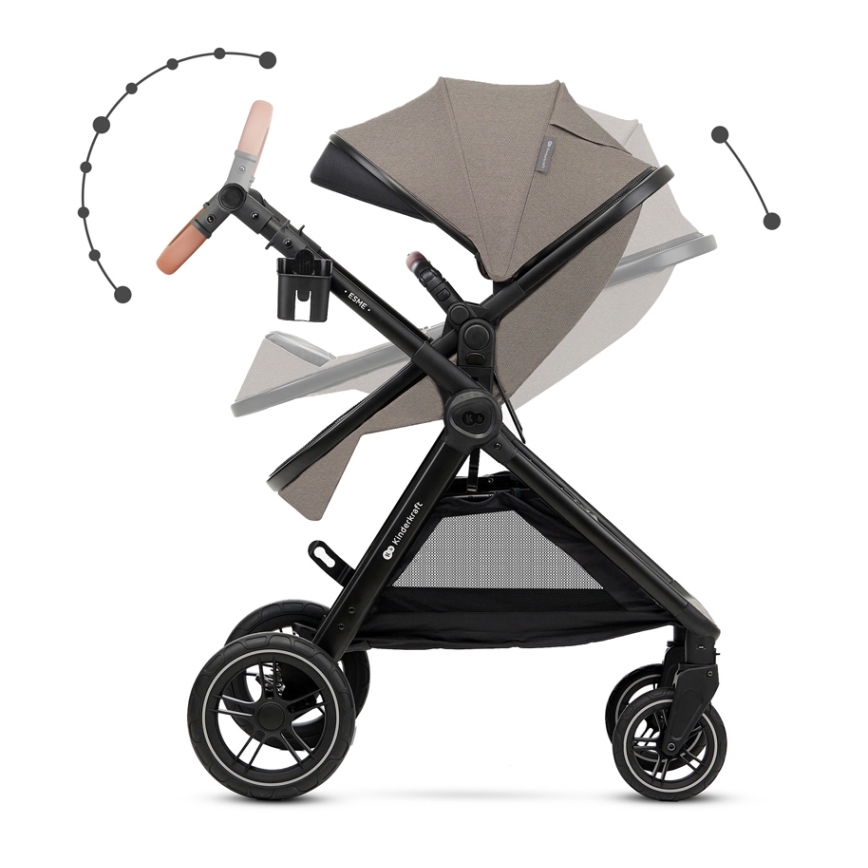 KINDERKRAFT - Kombinovaný kočík 3v1 ESME Sand beige + autosedačka MINK PRO
