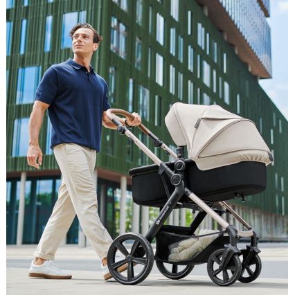 KINDERKRAFT - Kombinovaný kočík 3v1 MOOV 2 AIR Moonlight grey + autosedačka MINK PRO
