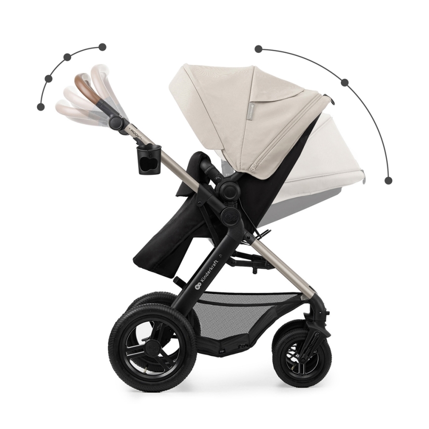 KINDERKRAFT - Kombinovaný kočík 3v1 MOOV 2 AIR Moonlight grey + autosedačka MINK PRO
