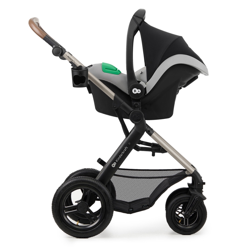 KINDERKRAFT - Kombinovaný kočík 3v1 MOOV 2 AIR Moonlight grey + autosedačka MINK PRO