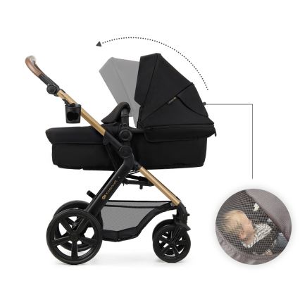KINDERKRAFT - Kombinovaný kočík 3v1 MOOV 2 Pure black + autosedačka MINK PRO