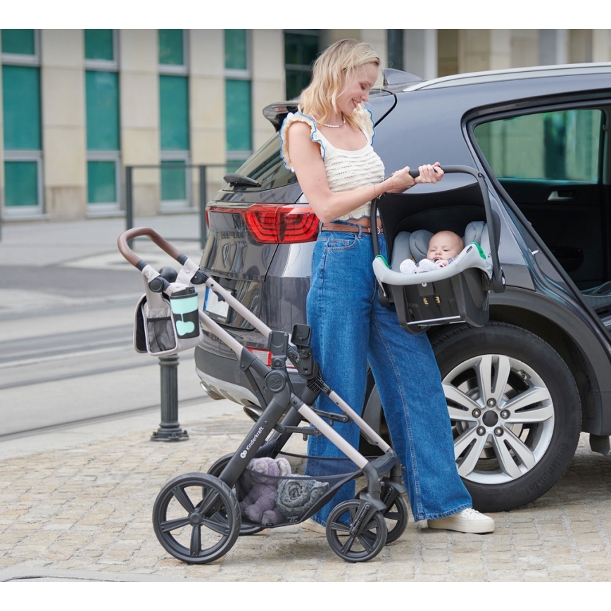 KINDERKRAFT - Kombinovaný kočík 3v1 MOOV 2 Sand beige + autosedačka MINK PRO