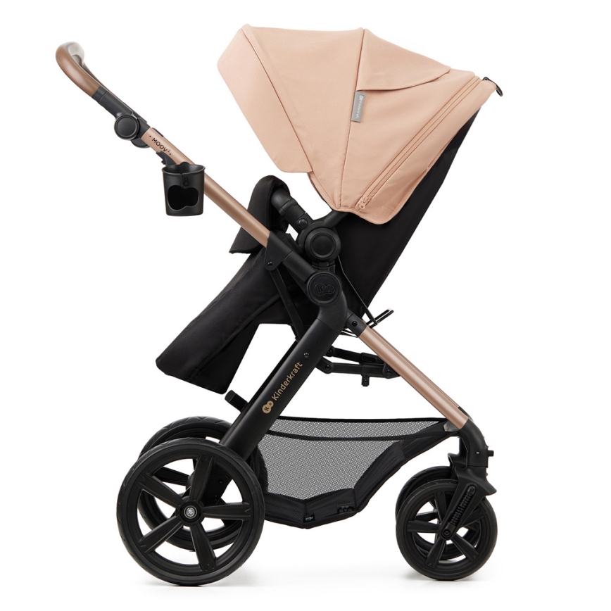 KINDERKRAFT - Kombinovaný kočík 3v1 MOOV 2 Sand beige + autosedačka MINK PRO