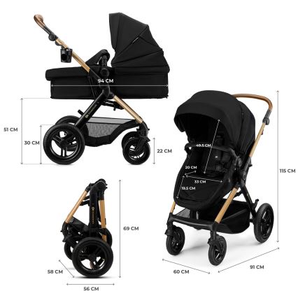KINDERKRAFT - Kombinovaný kočík 3v1 MOOV 2 XL Air Black