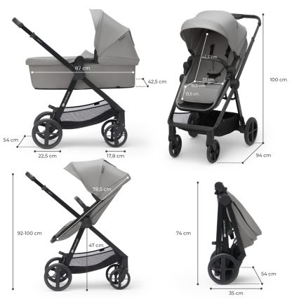 KINDERKRAFT - Kombinovaný kočík 3v1 NEWLY Moonlight grey  + autosedačka MINK PRO