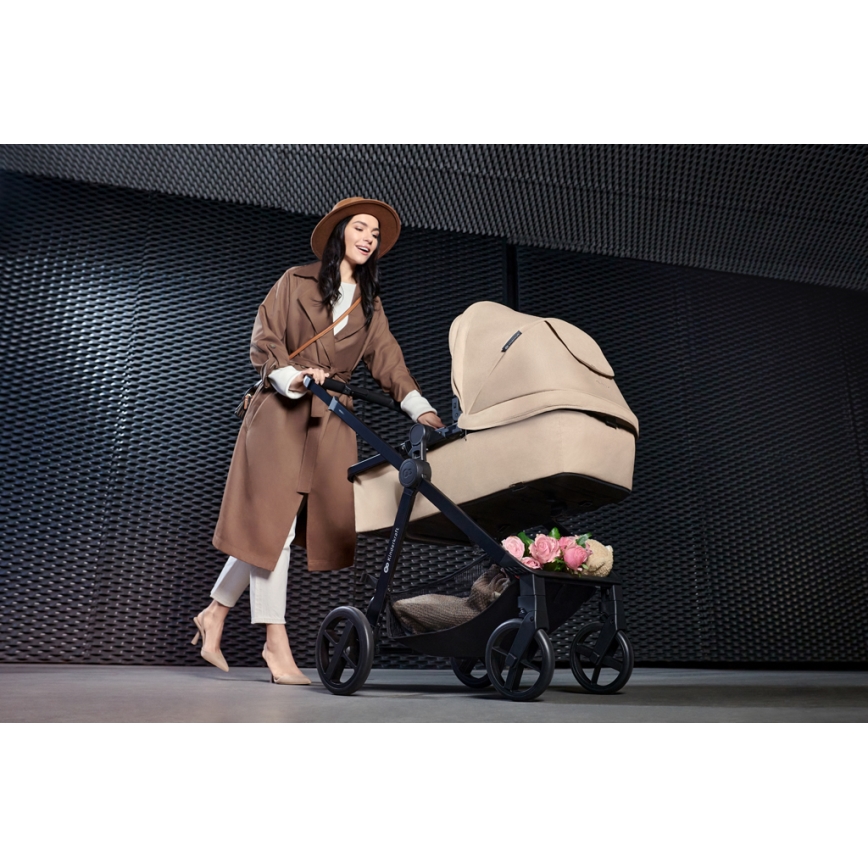 KINDERKRAFT - Kombinovaný kočík 3v1 NEWLY Sand beige + autosedačka MINK PRO