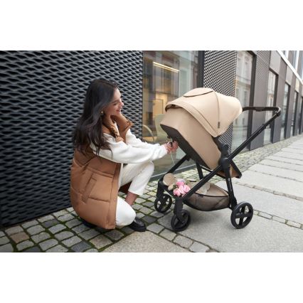 KINDERKRAFT - Kombinovaný kočík 3v1 NEWLY Sand beige + autosedačka MINK PRO