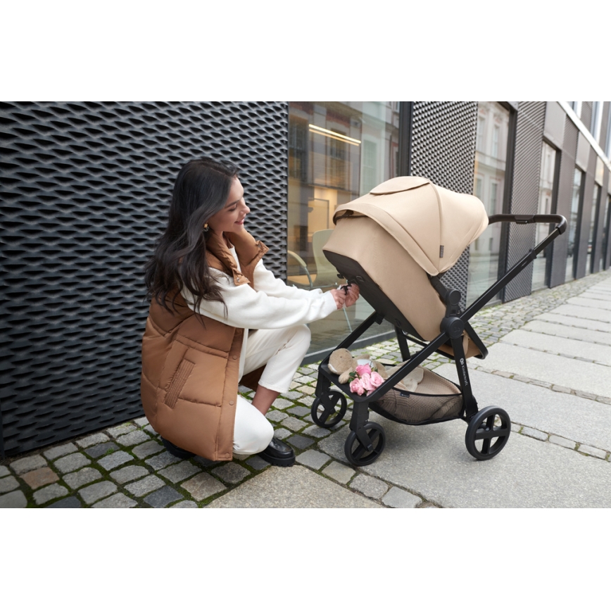 KINDERKRAFT - Kombinovaný kočík 3v1 NEWLY Sand beige + autosedačka MINK PRO