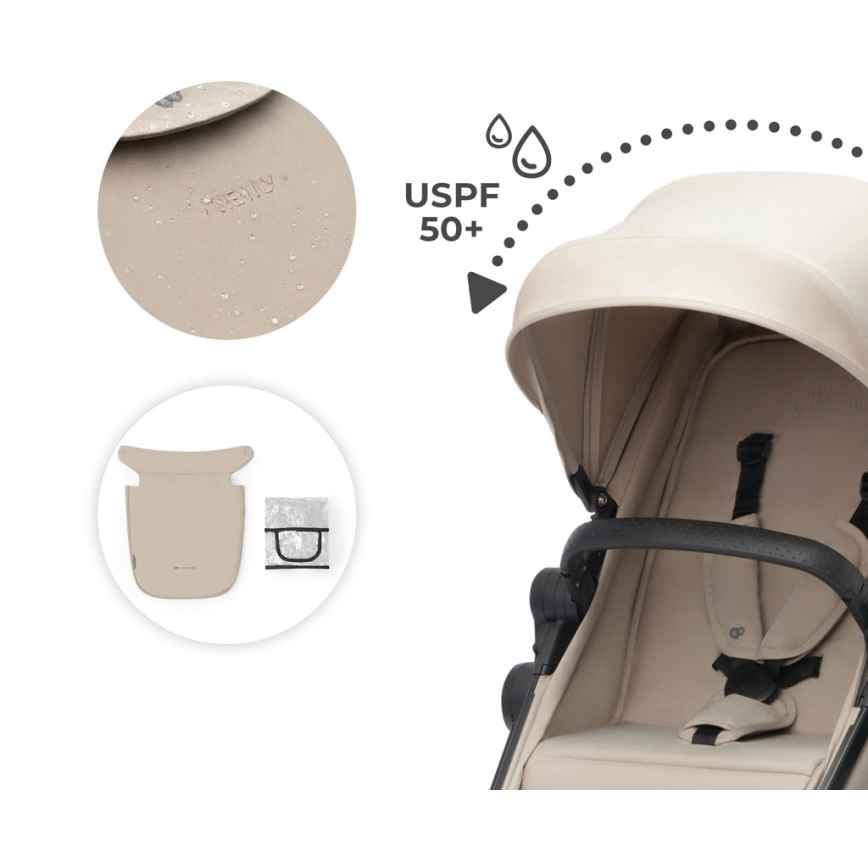 KINDERKRAFT - Kombinovaný kočík 3v1 NEWLY Sand beige + autosedačka MINK PRO