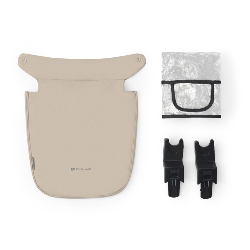 KINDERKRAFT - Kombinovaný kočík 3v1 NEWLY Sand beige + autosedačka MINK PRO