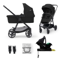 KINDERKRAFT - Kombinovaný kočík 4v1 NEWLY Classic čierny + autosedačka MINK PRO so základňou ISOFIX