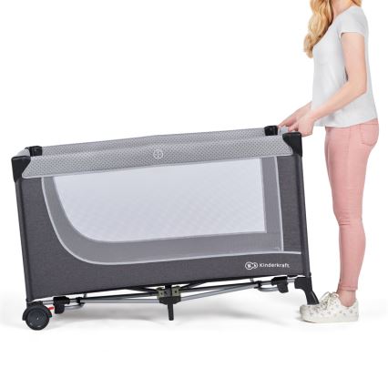 KINDERKRAFT SELECT - Cestovná postieľka LEODY šedá