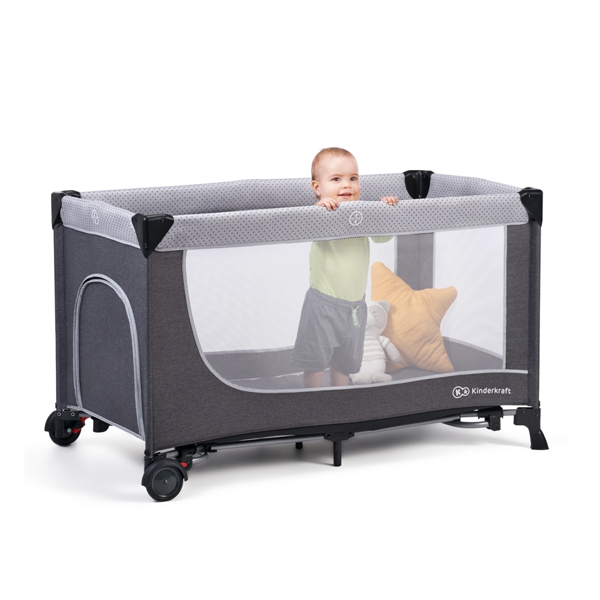 KINDERKRAFT SELECT - Cestovná postieľka LEODY šedá