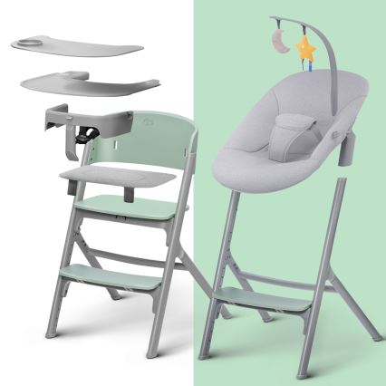 KINDERKRAFT SELECT - Detská jedálenská stolička 3v1 LIVY Premium Olive green + ležadlo CALMEE