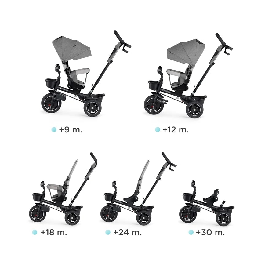 KINDERKRAFT - Detská trojkolka 5v1 SPINSTEP šedá