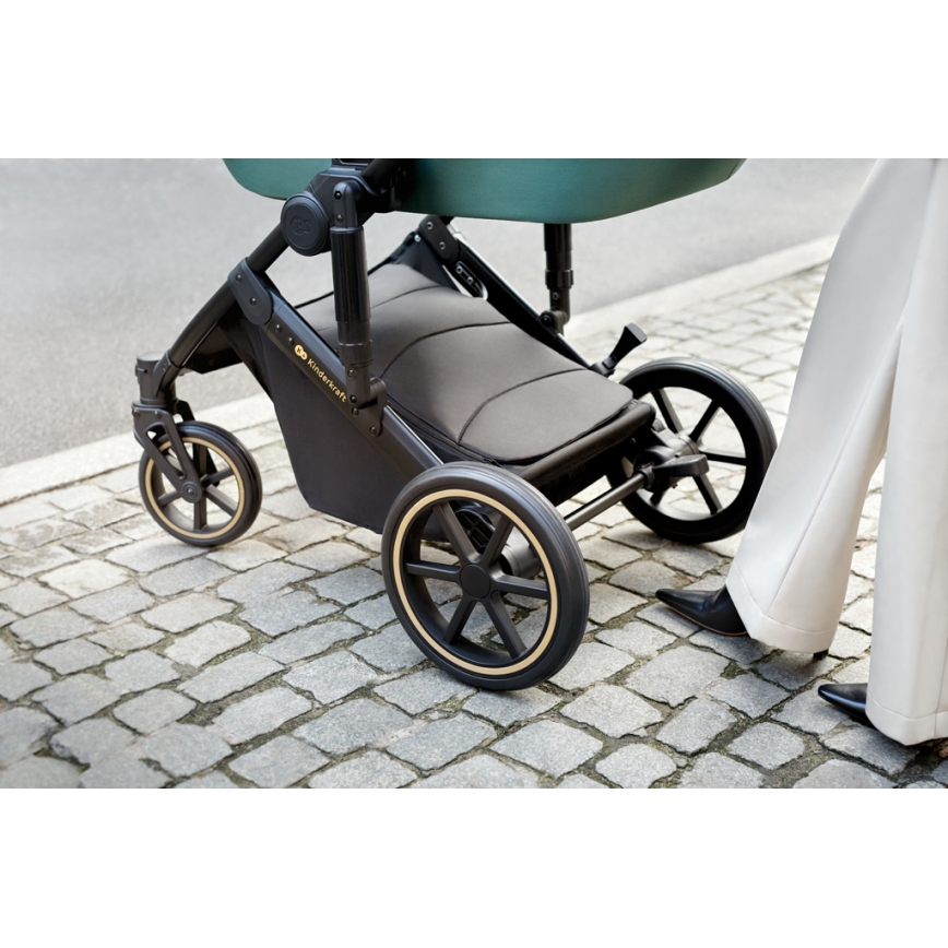 KINDERKRAFT SELECT - Kombinovaný kočík 3v1 PRIME 2 Premium Dark green + autosedačka