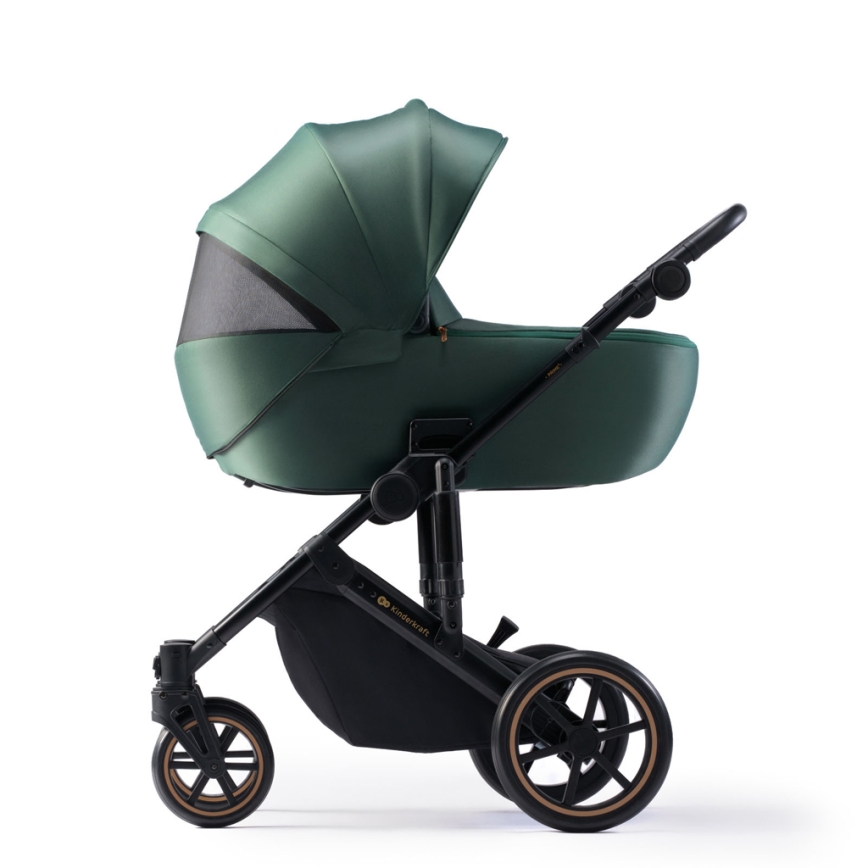 KINDERKRAFT SELECT - Kombinovaný kočík 3v1 PRIME 2 Premium Dark green + autosedačka