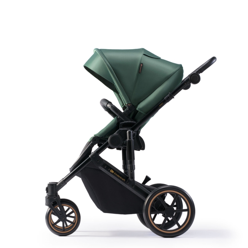 KINDERKRAFT SELECT - Kombinovaný kočík 3v1 PRIME 2 Premium Dark green + autosedačka