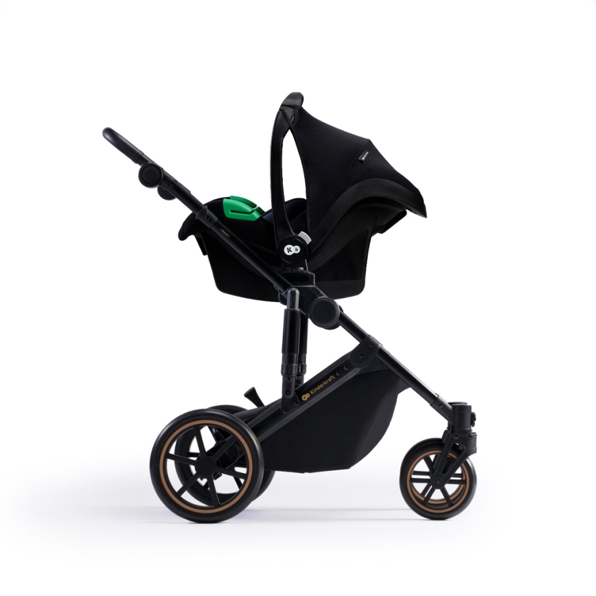 KINDERKRAFT SELECT - Kombinovaný kočík 3v1 PRIME 2 Premium Dark green + autosedačka