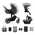 KINDERKRAFT SELECT - Kombinovaný kočík 3v1 PRIME 2 Premium Shadow grey + autosedačka