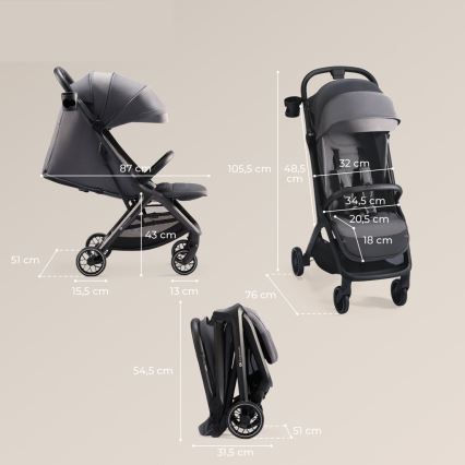 KINDERKRAFT SELECT - Športový kočík NUBI 2 šedá