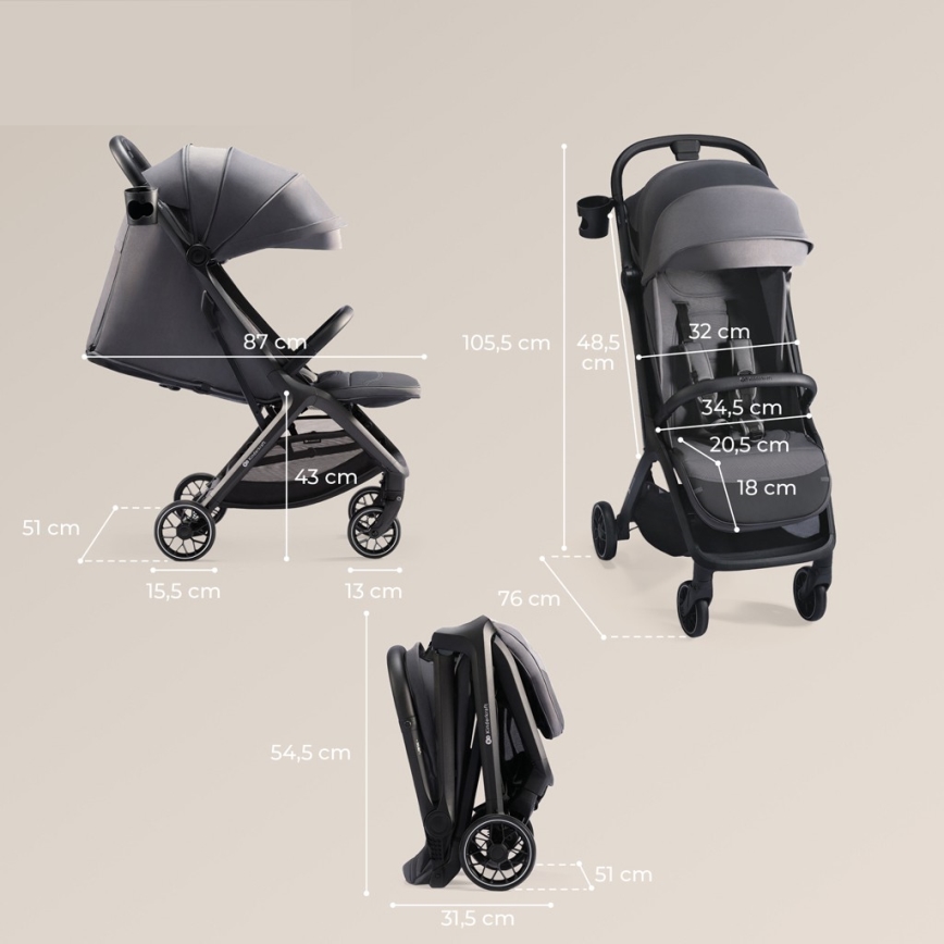 KINDERKRAFT SELECT - Športový kočík NUBI 2 šedá