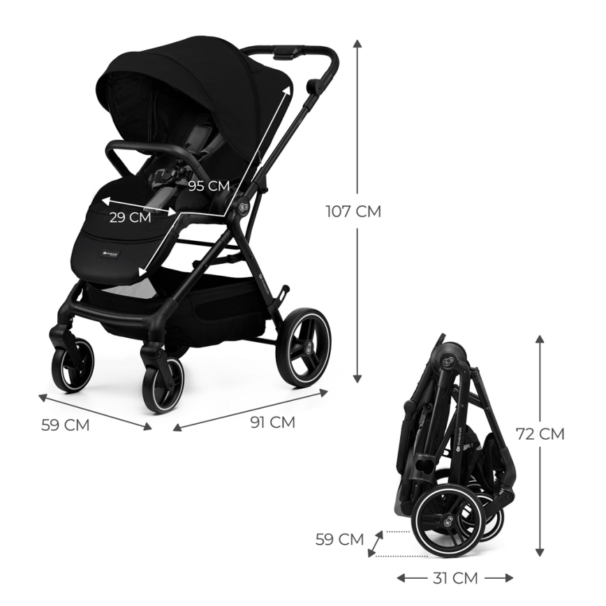 KINDERKRAFT SELECT - Športový kočík YOXI Pure black
