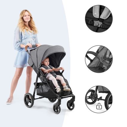 KINDERKRAFT - Športový kočík GRANDE PLUS šedá