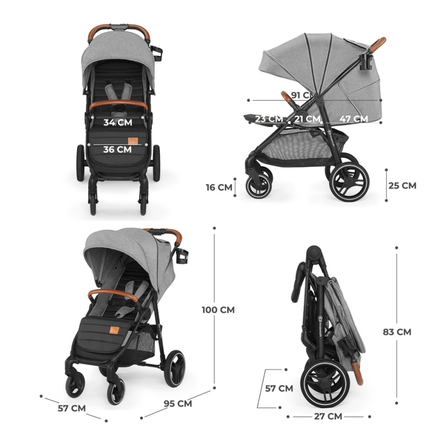 KINDERKRAFT - Športový kočík GRANDE PLUS šedá