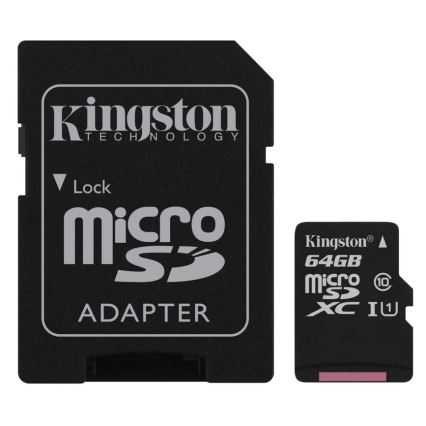 Kingston - MicroSDXC 64GB Canvas Select Plus U1 100MB/s + SD adaptér