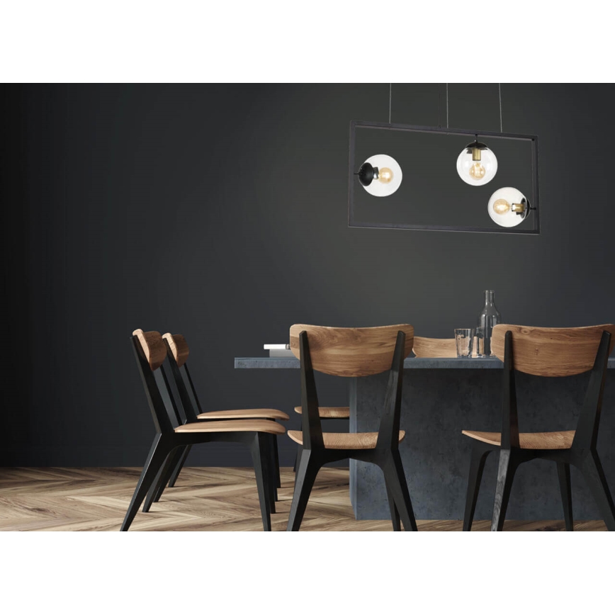 Luster na lanku REY 3xE27/7W/230V čierna