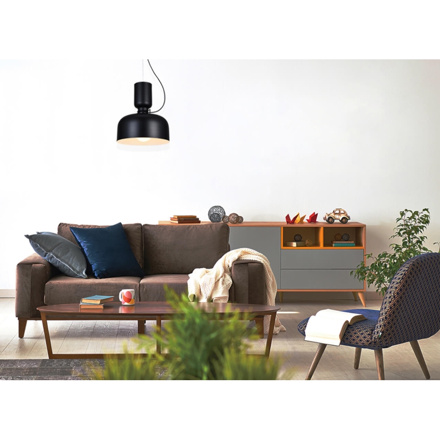Luster na lanku ABEL 2xE27/11W/230V pr. 28 cm čierna