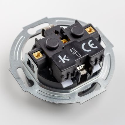 Kliklap - Dvojitá retro domová zásuvka s rámčekom SCHUKO 230V antracitová